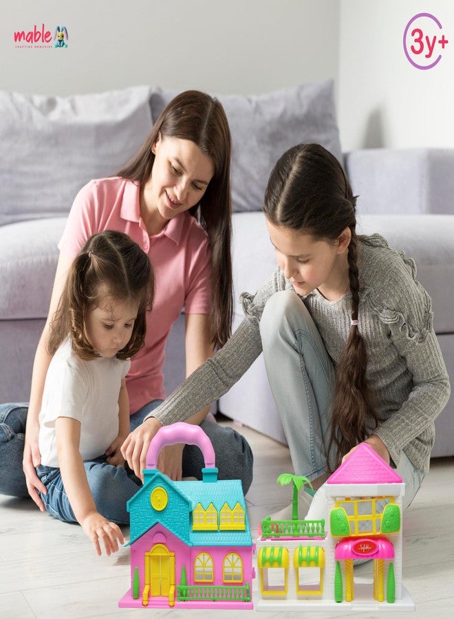 MABLE بيت الدمى من مابل للبنات، مجموعة لعب بيت الدمى كبيرة الحجم للبنات، بيت الدمى مع مجموعة أثاث للأطفال، هدية مثالية لأعياد الميلاد (متعدد الألوان) - Image 2